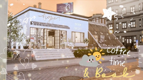 NIGHT BOOK & COFFEE SHOP 🧁☕ - The Sim 4 (Business & Hobbies Pack)