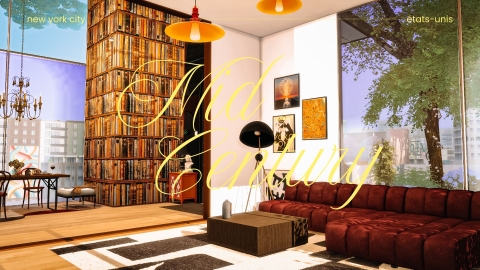 Mid-Century Home – Ciudad Enamorada | Torres Amanecer – The Sims 4