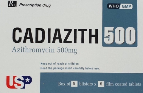Cadiazith Azithromycin 500mg USP (Hộp 30 viên)