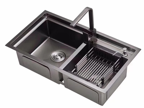 Chậu giật cấp hộc lệch nano cao cấp CHINOX CR79
