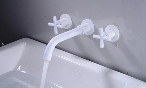 Vòi rửa mặt âm tường trộn nước màu trắng CHINOX 6009AT