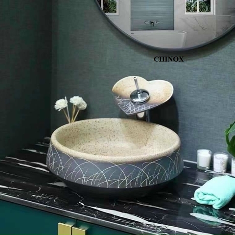 Chậu lavabo gốm nghệ thuật lá sen CHINOX CN1067