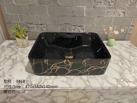 Chậu lavabo đen men rạn CHINOX CN1071