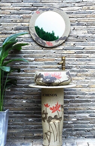 Chậu lavabo gốm tiểu cảnh đặt sàn CHINOX CN1079