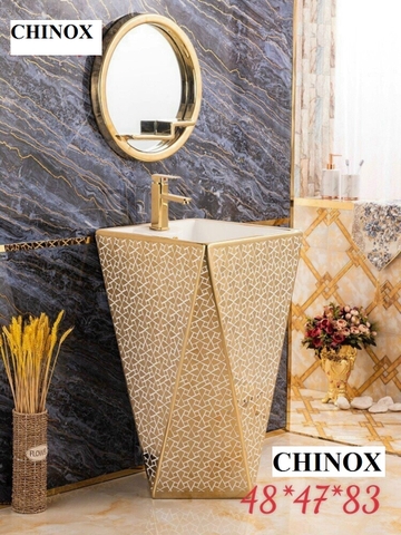 Chậu lavabo đặt sàn màu vàng trụ kim cương CHINOX CN1090