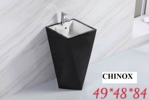 Chậu lavabo đặt sàn màu đen vuông trụ CHINOX CN1092