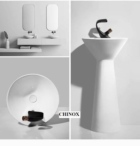 Chậu lavabo đặt sàn màu trắng dáng loa CHINOX CN1099