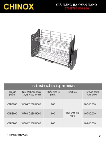 Giá nâng hạ cao cấp ovan màu nano CHINOX CN-B900