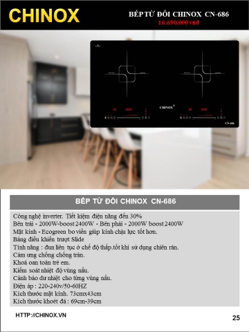 Bếp từ đôi CHINOX CN-686