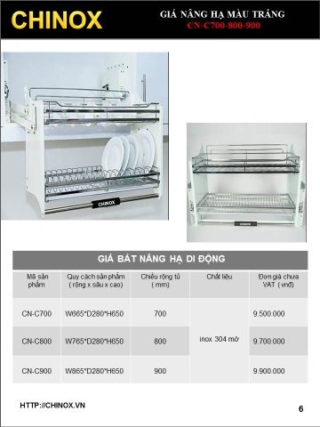 Giá nâng hạ di động 80cm màu trắng CHINOX CN-C800