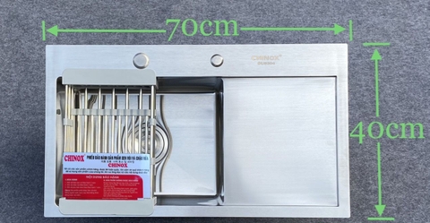 Chậu 1 hố có bàn SUS 304 CHINOX CR61 70x40cm