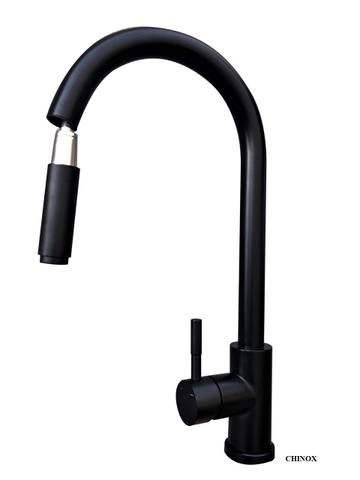 Vòi rửa bát rút đen nano đầu nhỏ tăng áp CHINOX VR49