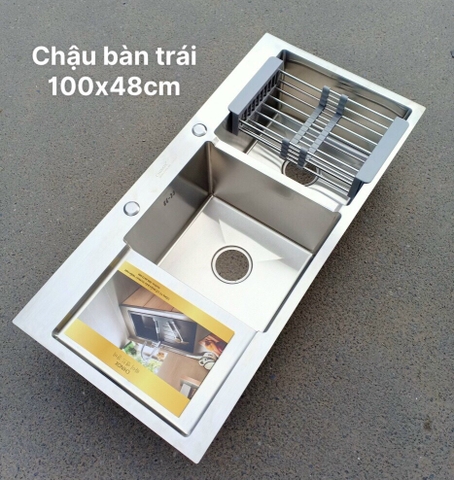 Chậu có bàn bên trái 100X48CM (SUS 304) CHINOX CR54