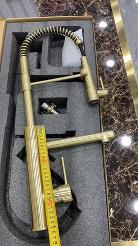 Vòi rửa bát 3 đường nước lò xo đồng phủ vàng CHINOX VR59 ( 3 màu)