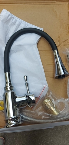 Vòi cần mềm dây da đen phong cách tân cổ điển CHINOX VR61