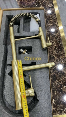 Vòi rửa bát 3 đường nước lò xo đồng phủ vàng CHINOX VR59 ( 3 màu)