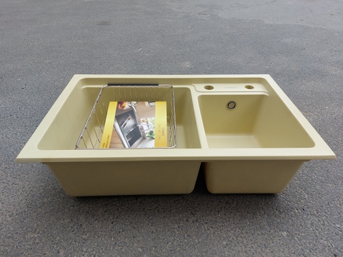Chậu rửa bát bằng đá CHINOX CR86 - màu vàng chanh hộc lệch 72x45cm
