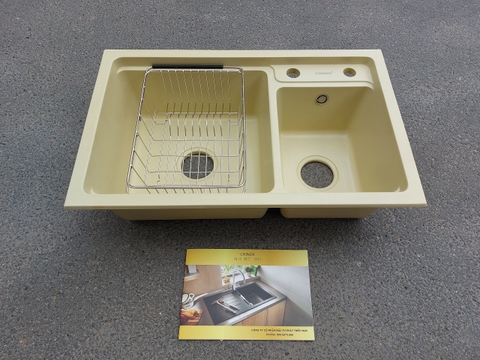 Chậu rửa bát bằng đá CHINOX CR86 - màu vàng chanh hộc lệch 72x45cm