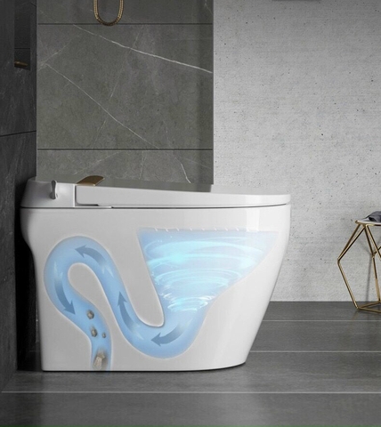 Bệt không két nước viền vàng, xả trực tiếp, có xịt rửa CHINOX CN902
