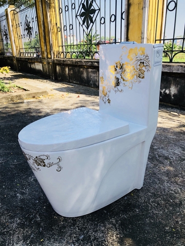 Bồn cầu hoa mai vàng sắc xuân CHINOX CN908