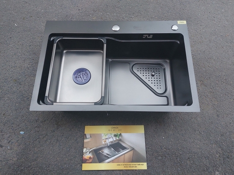 Chậu rửa bát 1 hố titan đen CHINOX CR90 kích thước 68x45cm