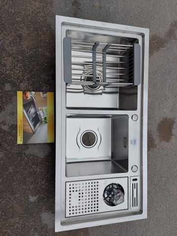 Chậu rửa bát 1 hố có bàn Bar rửa cốc tự động CHINOX CR94 kích thước 100x48cm