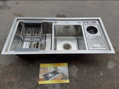 Chậu rửa bát 1 hố có bàn Bar rửa cốc tự động CHINOX CR94 kích thước 100x48cm