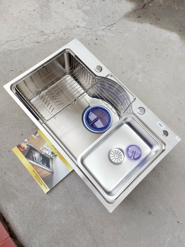 Chậu rửa bát 1 hố tròn kiểu Nhật CHINOX CR93 kích thước 75x46cm