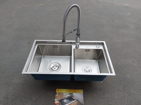 Chậu rửa bát inox hộc lệch 2 tràn CHINOX CR88