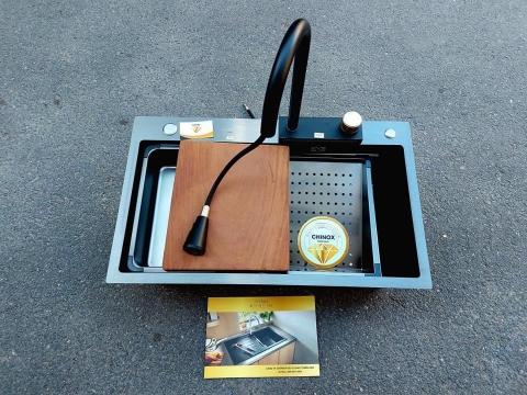 Chậu rửa bát + kèm vòi xả thác nước CHINOX CR96