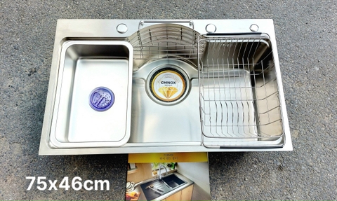 Chậu rửa bát 1 hố tròn kiểu Nhật CHINOX CR93 kích thước 75x46cm