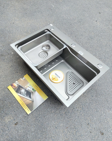 Chậu rửa bát 1 hố màu titan 68x45cm CHINOX CR104