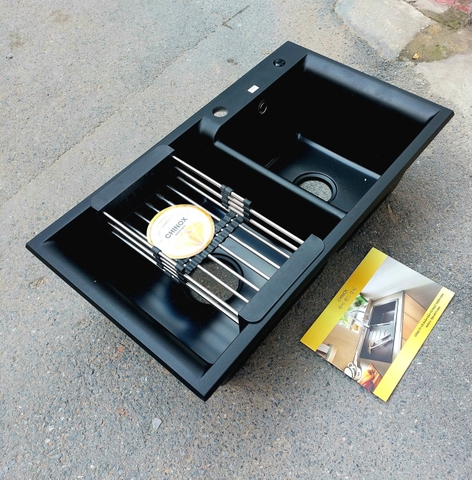 Chậu rửa bát bằng đá đen nhập khẩu 82x45cm CHINOX CR106