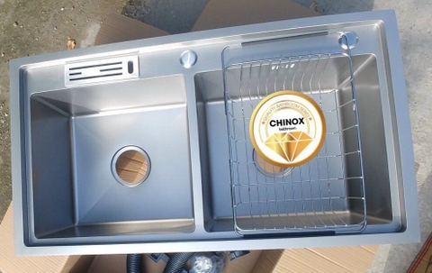 Chậu rửa bát giật cấp cài dao màu titan CHINOX CR107