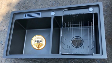 Chậu rửa bát giật cấp cài dao màu titan CHINOX CR107