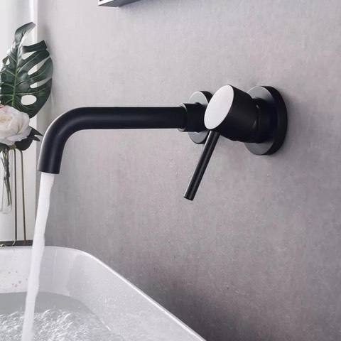 Vòi rửa mặt âm tường tròn CHINOX 6004AT - đen
