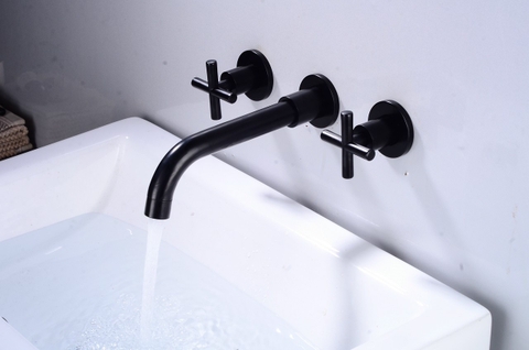 Vòi rửa mặt âm tường trộn nước màu đen CHINOX 6007AT