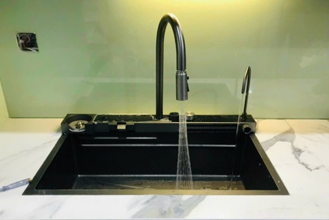 COMBO Chậu rửa bát kèm vòi thác kính CHINOX CR108