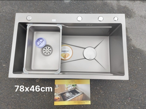 Chậu 1 hố dóc chéo màu titan CHINOX CR110