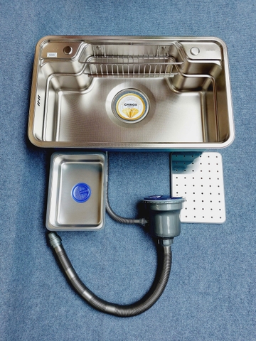 Chậu 1 hố vân sần kiểu Nhật cỡ lớn, chống trầy PVD CHINOX CR117