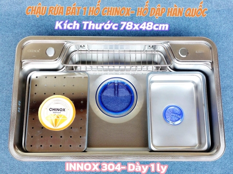 Chậu 1 hố vân sần kiểu Nhật cỡ lớn, chống trầy PVD CHINOX CR117