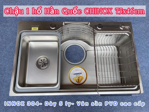 Chậu tròn kiểu nhật vân sần pvd dầy 5 li CHINOX CR116 75x46cm
