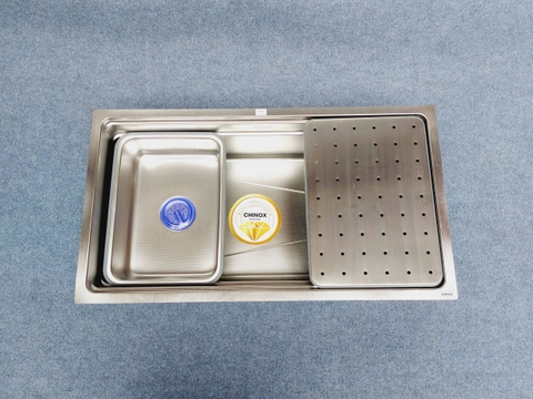 Chậu 1 hố vân sần âm bàn 78x43cm, chống trầy PVD CHINOX CR118