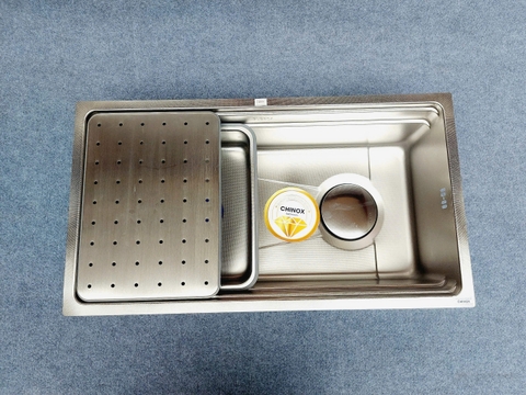 Chậu 1 hố vân sần âm bàn 78x43cm, chống trầy PVD CHINOX CR118