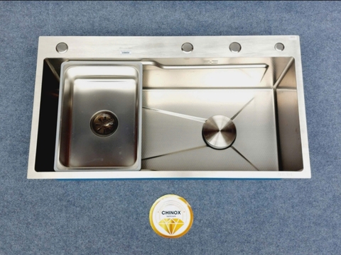 Chậu 1 hố vân sần cỡ đại 82x46cm, chống trầy PVD CHINOX CR119