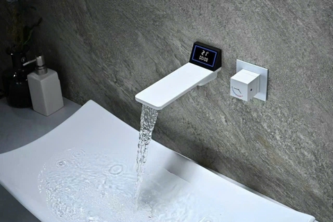 Vòi lavabo âm tường vuông led hiển thị ở góc CHINOX VA07 ( 2 màu)