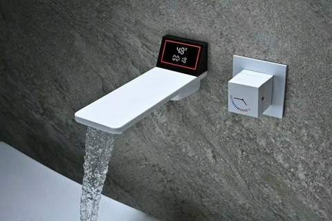 Vòi lavabo âm tường vuông led hiển thị ở góc CHINOX VA07 ( 2 màu)