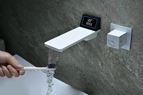 Vòi lavabo âm tường vuông led hiển thị ở góc CHINOX VA07 ( 2 màu)