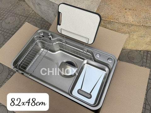 Chậu 1 hố tròn cao cấp CHINOX CR125 82x48cm