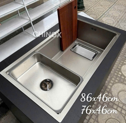 Chậu rửa bát 1 hố âm bàn cỡ lớn CHINOX CR126  -  ( kích thước 86x46cm và 76x46cm)